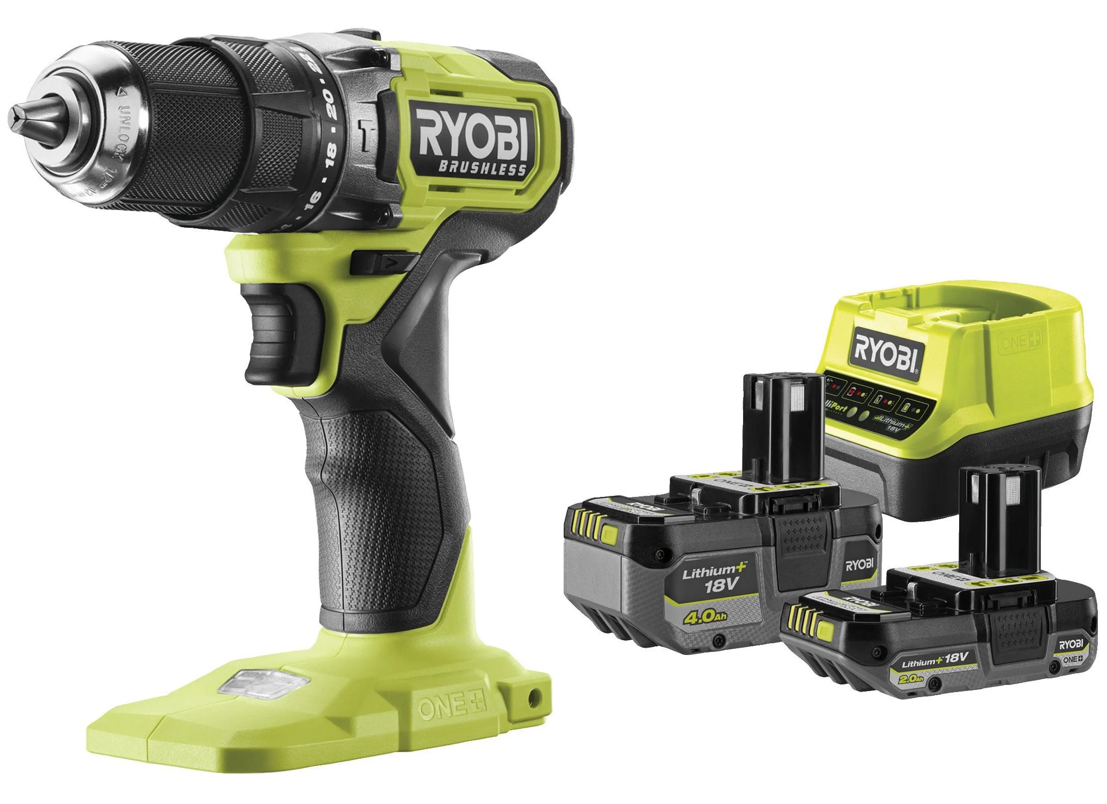 Ryobi RPD18BL1-2C42S akkus ütvefúró-csavarozó (1 x 2.0 Ah és 1 x 4.0 Ah Li-ion akkuval) termék fő termékképe