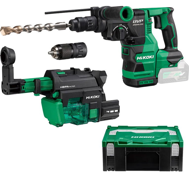 HiKoki DH3628DC-W3Z MULTI VOLT akkus SDS-plus fúró-vésőkalapács porelszívóval (akku és töltő nélkül, Hitbox kofferben) termék fő termékképe